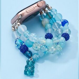 Apple Aqua and Navy Beaded Gummy Bear Watch Band